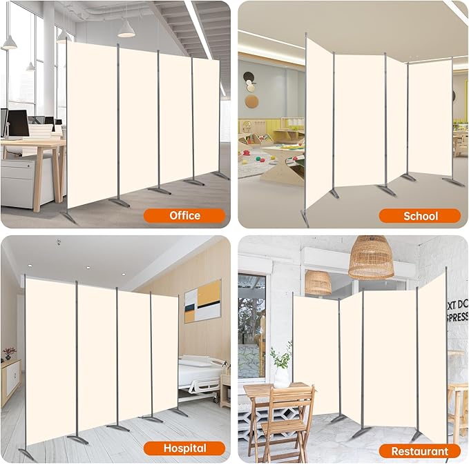 Room Divider 6FT Folding Privacy Screens, 4 Panel Partition Room Dividers - Image 7