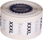 Clothing Size Stickers by Kenco - 0.875" Adhesive Apparel Circle Size Stickers - 2,500 Stickers Total (XXXL)