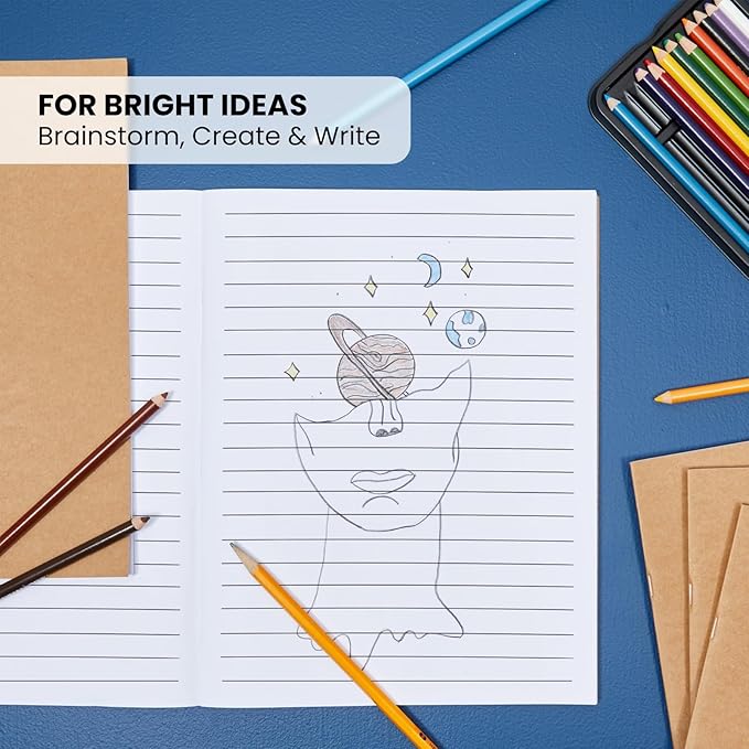 Lined Kraft Journals Bulk Set, 24 Pack 8.5x11 Inch, 48 Pages Each – A4 Writing - Image 4