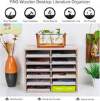 PAG Countertop Mail Sorter Organizer, Wooden Literature Organizer, Student - Image 6