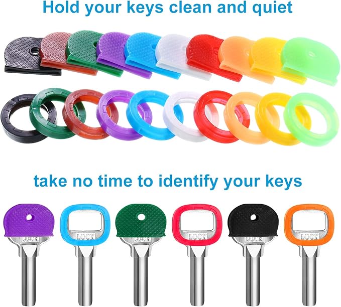 Blulu 80 Pieces 1Inch Colored Key Covers Caps Tags Covers Set Plastic Key Color - Image 5