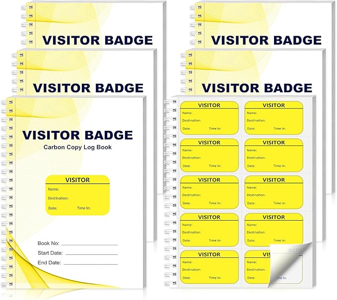 6 Pack of 1800 Visitor Badges Stickers Visitor Log Book by Unknown