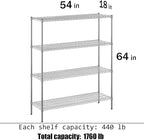 Regal Altair 18" Deep x 54" Wide x 64" Height Wire Shelving Kit | 4-Tier | NSF - Image 3