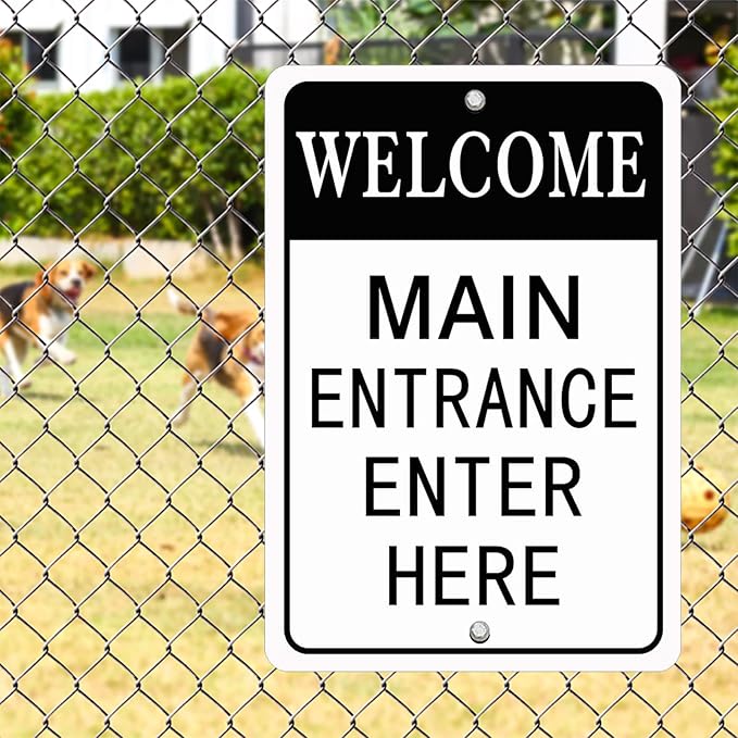 HBXNZ Main Entrance Enter Here Sign Security Street Road Metal Tin Sign Wall - Image 5