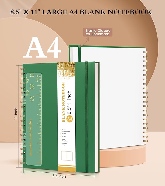 Blank Spiral Notebook Journal 8.5” x 11”, A4 Large Sketch Book - Image 2