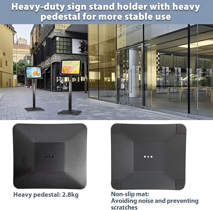 Sign Holder Stand, Heavy-Duty 8.5x11 Inch Aluminum Floor Stand - Image 3