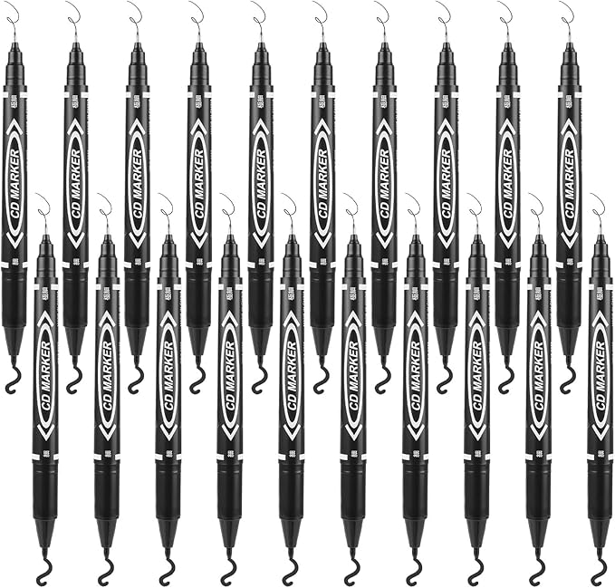 Sibba 20 PCS Dual-Tip Black Drawing Pens 0.5/1mm Bold & Fine Paint Markers by Sibba