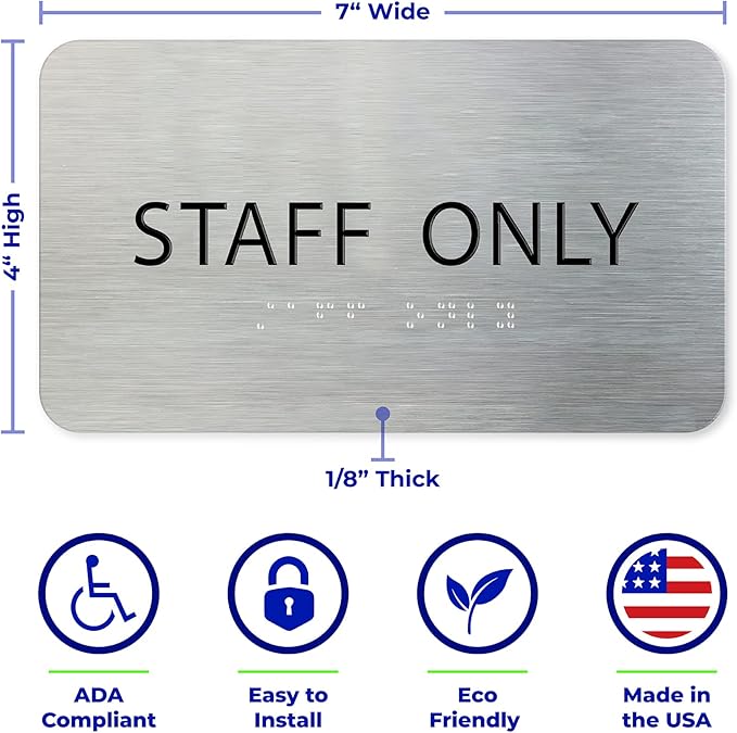 ADASigns Staff Only Sign 7" W x 4" H - Image 3