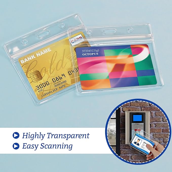 10 Pcs Clear Plastic Horizontal Name Badge ID Card Holders - Image 6