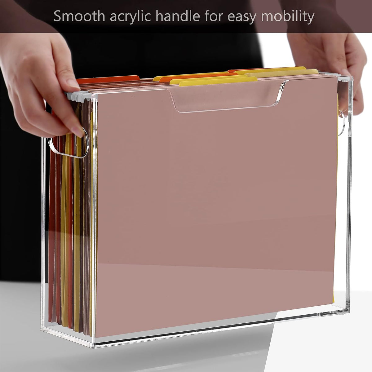 DINGHUO Acrylic File Organizer Box Letter Size Hanging File Organizer, Clear ...
