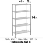 Regal Altair 18" Deep x 42" Wide x 74" Height Wire Shelving Kit | 5-Tier | NSF - Image 3