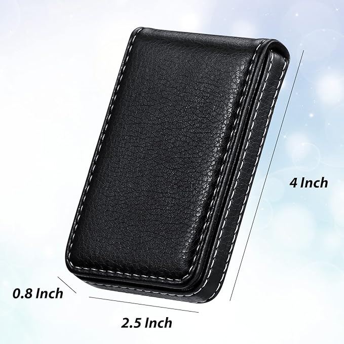 Outus 2 Pieces Business Card Holder, PU Leather Business Card Case Pocket Wallet - Image 2
