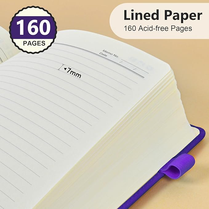 PERCUN Lined Journal Notebook for Men & Women, 160 Pages College Ruled Journal - Image 3