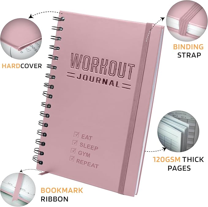 Nextnoid Hardcover Workout Planner Fitness Journal - Image 2