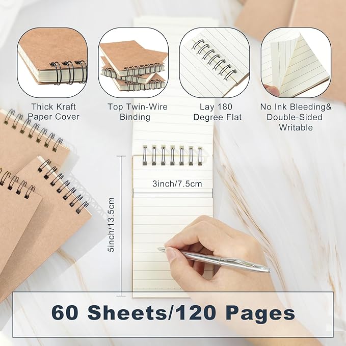 Tenceur 54 Pcs Mini Spiral Notebook 3" x 5" Top Bound Small Spiral Notepads - Image 2