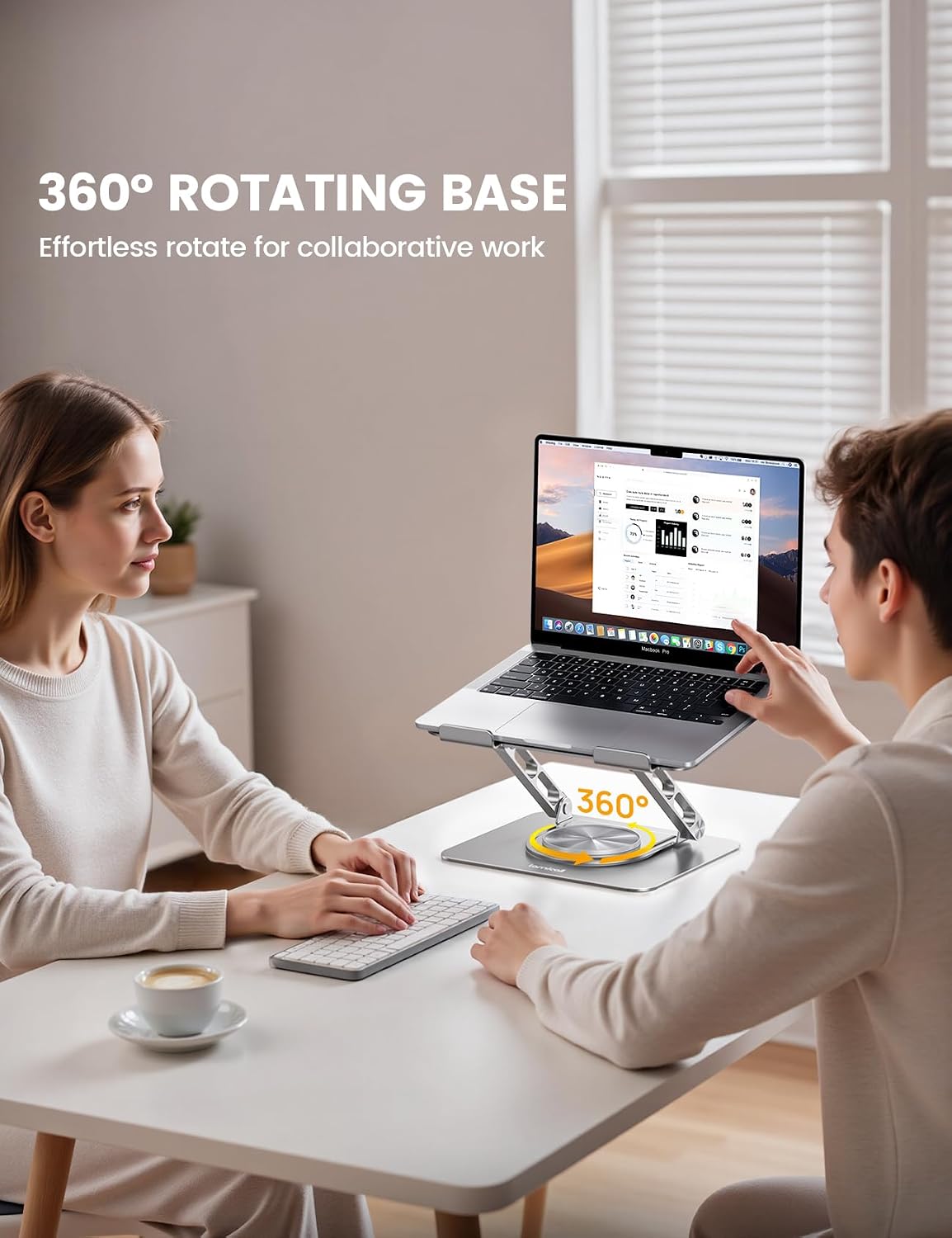 Lamicall Adjustable Laptop Stand for Desk 360° Rotating Base for 10-17.3'...
