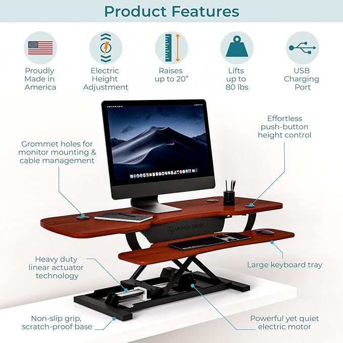 VERSADESK 48 Inch Electric Height Adjustable Ergonomic Desk Converter, - Image 2