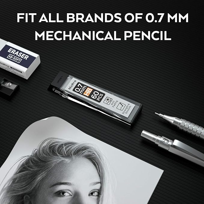 Nicpro 600 PCS Lead Refills 0.7mm HB #2 Break Resistant Mechanical Pencil - Image 3