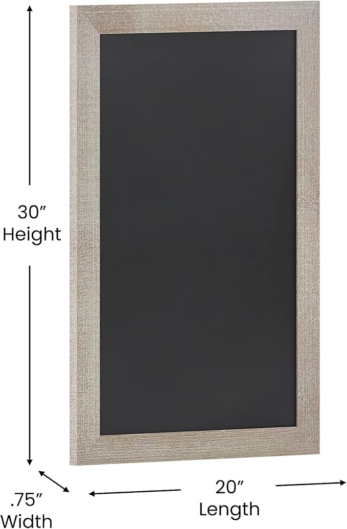 HBCY Creations 20" X 30" Weathered Lightwash Solid Wood Frame Wall Chalkboard - Image 3
