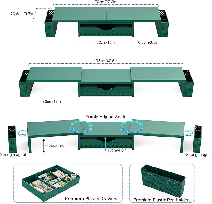 Spacrea Metal Desk Organizers and Accessories, Dual Monitor Stand Riser - Image 5