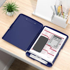 Rimilak Clipboard with Storage, 8.5 x 11'' High Capacity Clip Board, Blue | Smooth Writing, Side-Opening Plastic Folder with Pen Holder, Size 14.2 x 9.6 x 1.2″ ,for Classroom, Teacher, Student