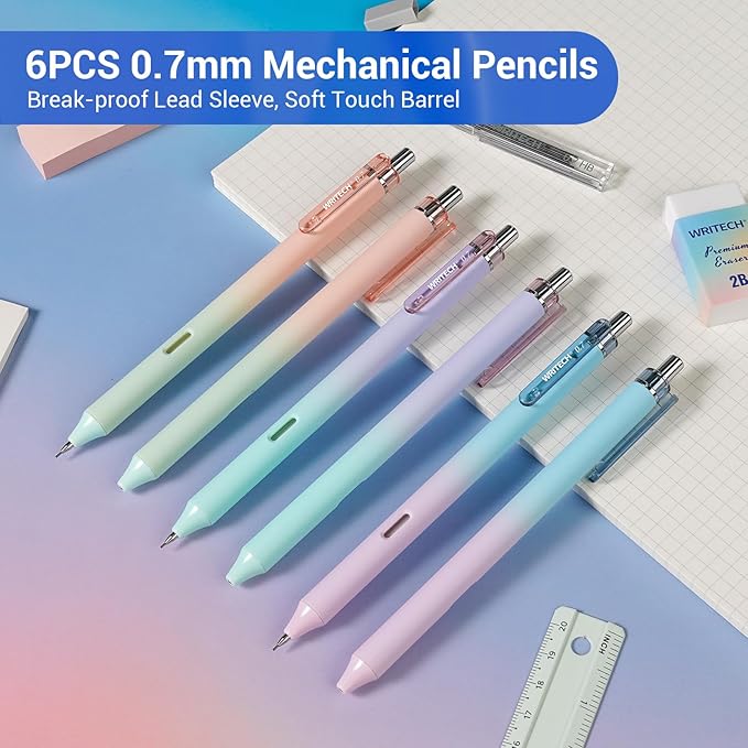 WRITECH Up Mechanical Pencil Set: 6ct Gradient Barrel 0.7mm Mechanical Pencils - Image 2