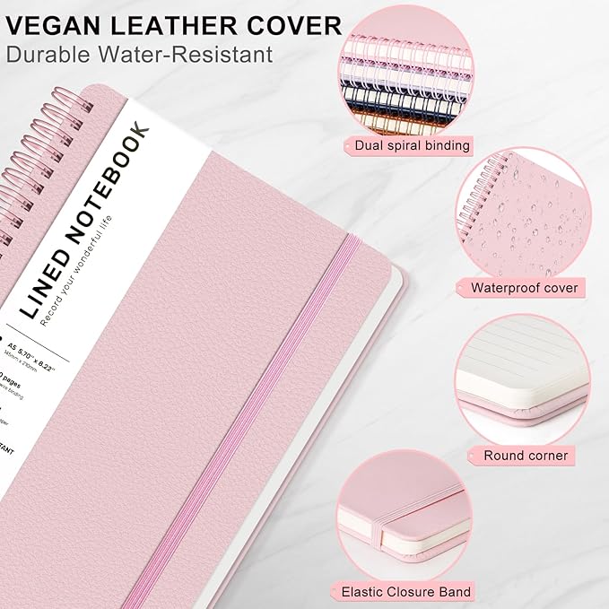 ABERLLS Pink Lined Spiral Journal Notebook - Image 4