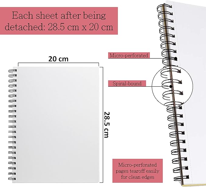 Elan A4 Sketchbook, 80 Sheets Italian Paper 80 lb/120 GSM, Acid-Free Sketch - Image 3