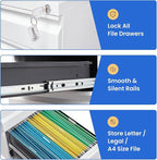 MIIIKO White Filing Cabinet 3 Drawers on Wheels Under Desk, Metal Rolling File - Image 8