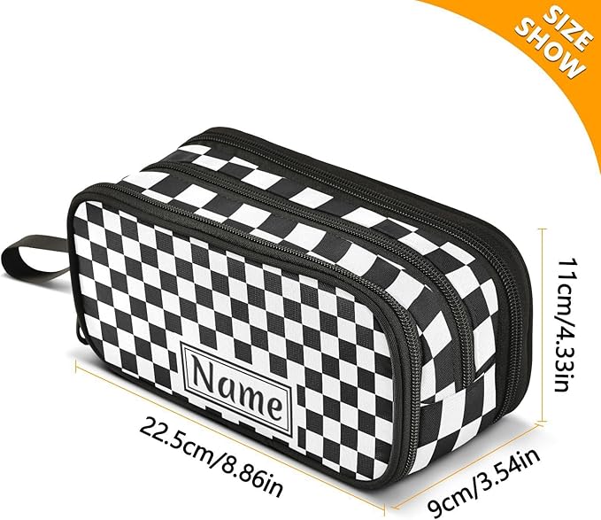 BOENLE Custom Black White Checkered Pattern Pencil Case Box Boys Girls - Image 6
