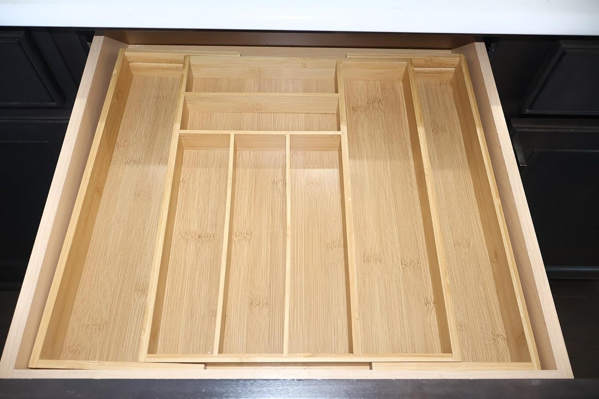 Nexxuss Bamboo Kitchen Drawer Organizer, Expandable Utensil Organizer with Re...
