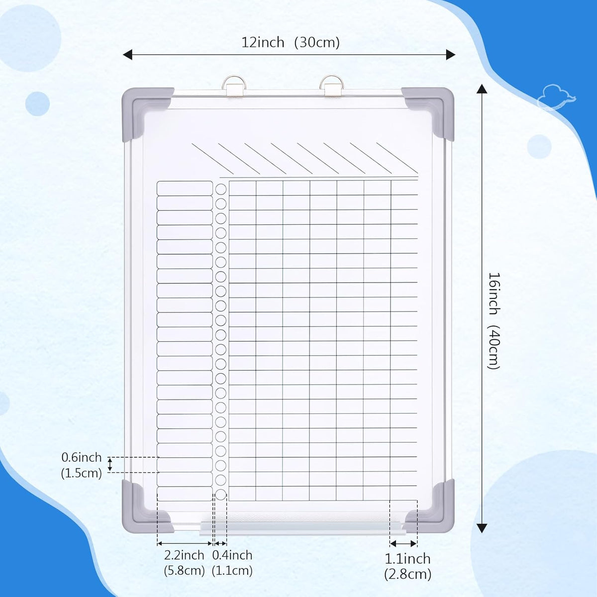 16" X 12" Magnetic Chore Chart Dry Erase Whiteboard, Vertical