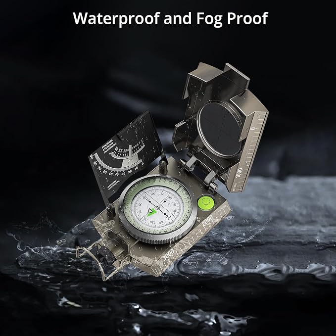 Anbte Compass Hiking Survival, IP65 Waterproof Metal Compass - Image 2