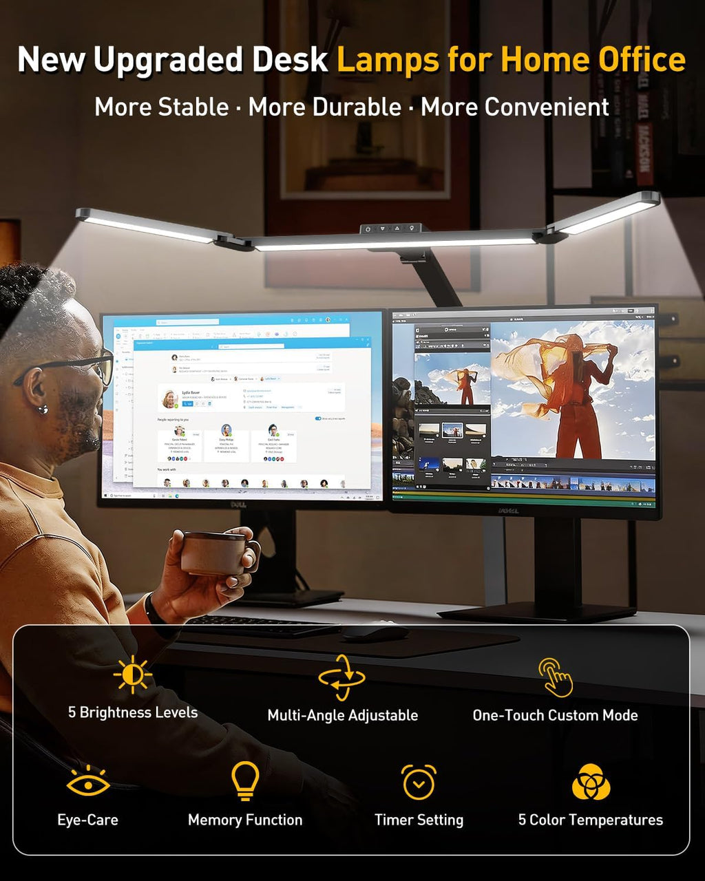 guardking adjustable led desk lamp for home office shown in use