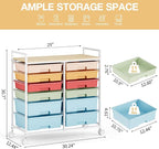 Rolling Storage Cart with 12 Drawers, Wooden Tabletop Utility Cart - Image 3