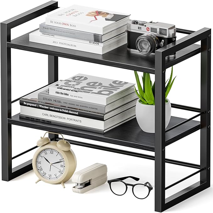 ART-GIFTREE Office Desk Shelf Organizer, Wood Desktop Bookshelf Supplies by ART-GIFTREE