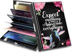 BWEGRHE Slim Credit Card Holder, Humingbird Flower RFID Blocking Metal Wallet by BWEGRHE