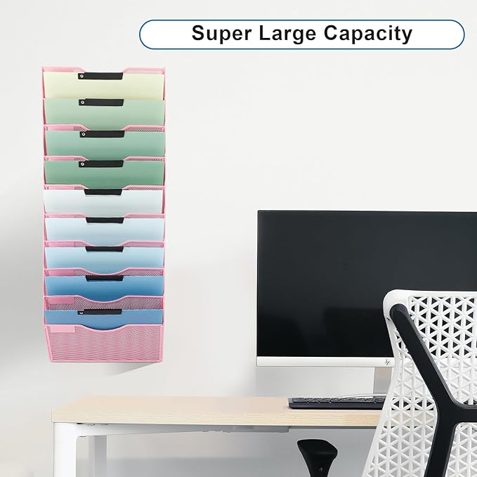 EASEPRES 10 Pocket Mesh Hanging Wall File Organizer, Wall Mounted Mail Paper - Image 6