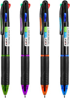 Bribobo 4 Pack Multicolor Ballpoint Pens 4-in-1 0.7mm Colored Retractable by Bribobo