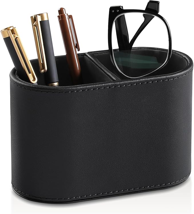 MEIBOOCH PU Leather Pen Holder for Desk, Small Remote Control Holder Pencil Cup by MEIBOOCH