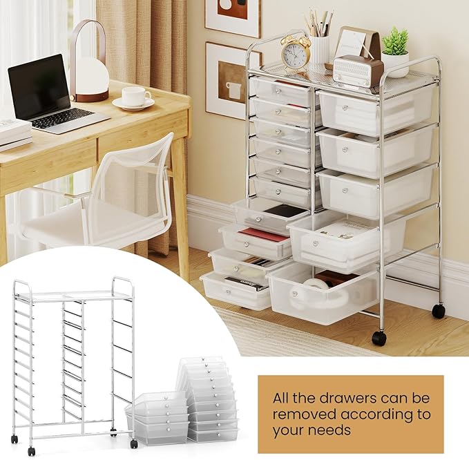 Giantex 15 Drawer Rolling Cart - Image 7