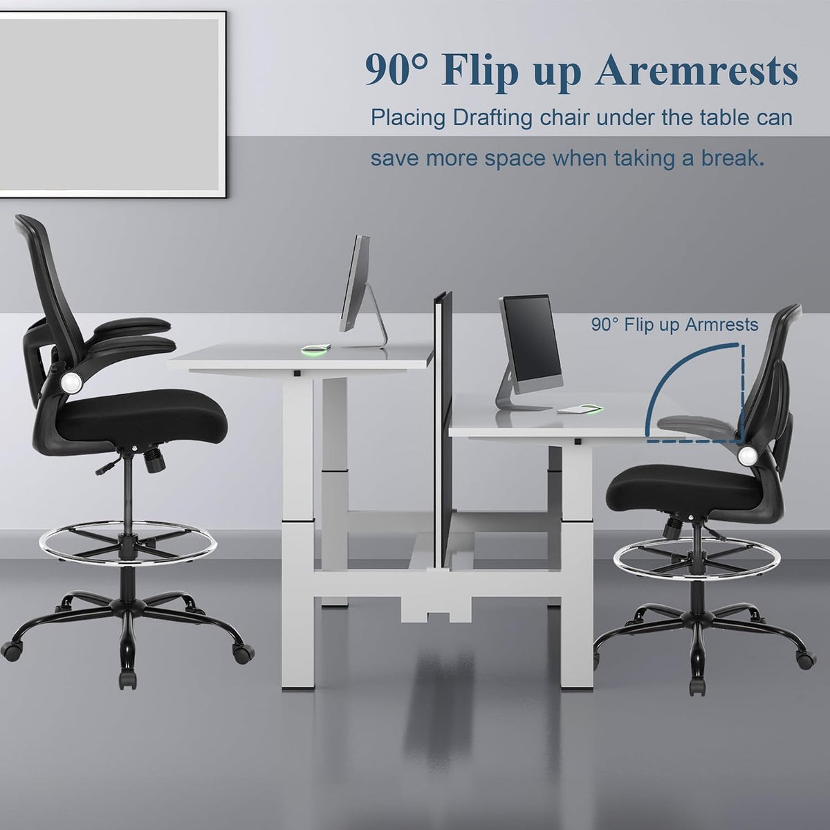 Ergonomic Drafting Chair – Tall Office Chair for Standing Desk, Adjustable He...