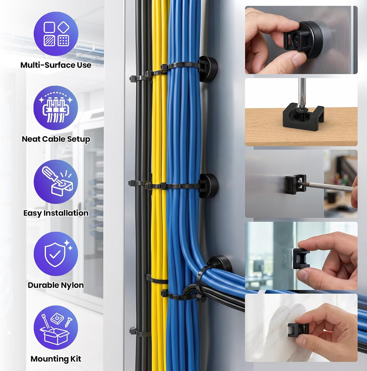 Magnetic Zip Tie Mounts, 24 PCS Magnetic Wire Holders, 25 LBS Cable Tie Mount...