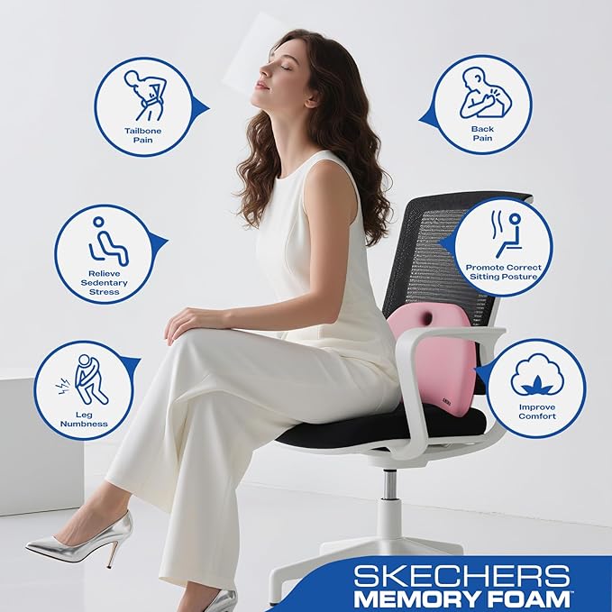 Skechers Lumbar Support Pillow for Office Chair, Memory Foam Lumbar Pillow - Image 7