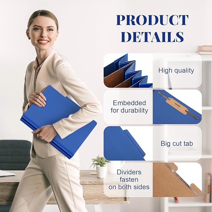 Skyygemm 36 Pcs Classification Folders Letter Size, 3 Divider Pressboard File - Image 3