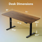 HUANUO 71 x 30 inch Electric Standing Desk Adjustable Height, 4 Memory Height - Image 3