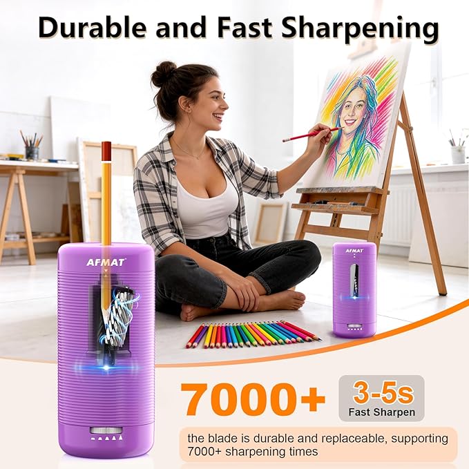AFMAT Electric Pencil Sharpener, Fully Automatic Pencil Sharpener, Auto in & Out - Image 3