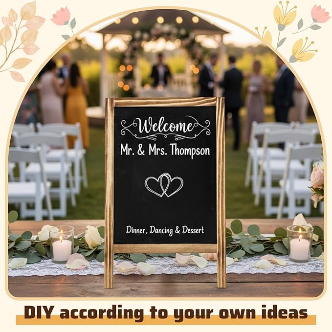 Henoyso 2 Pcs 16" x 10" Small Chalkboard Easel Tabletop Chalkboard Signs Menu - Image 6