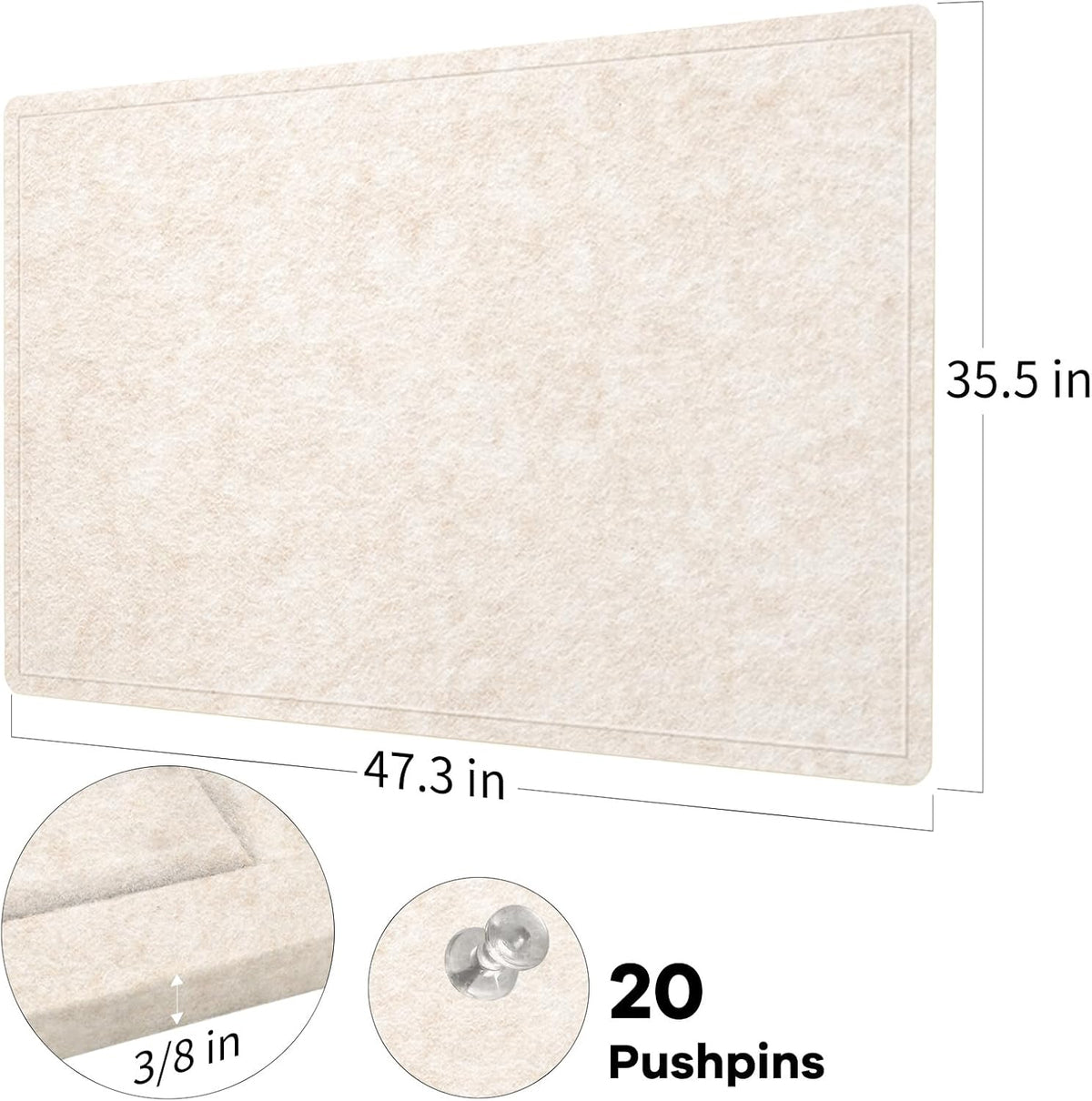 Felt Bulletin Board 48x36 inches, Decorative Pin Board for Home & Office