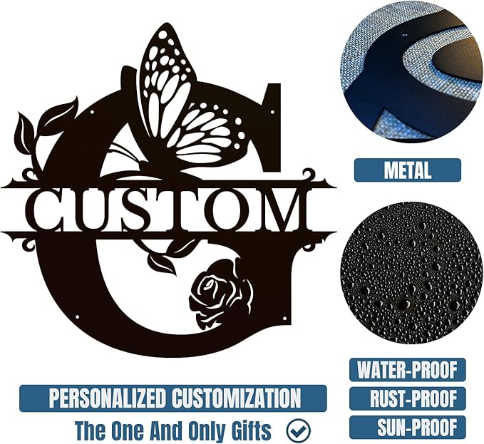 Personalized Custom Letter Name metal Signs, Custom Black Letter Monogram Wall - Image 6